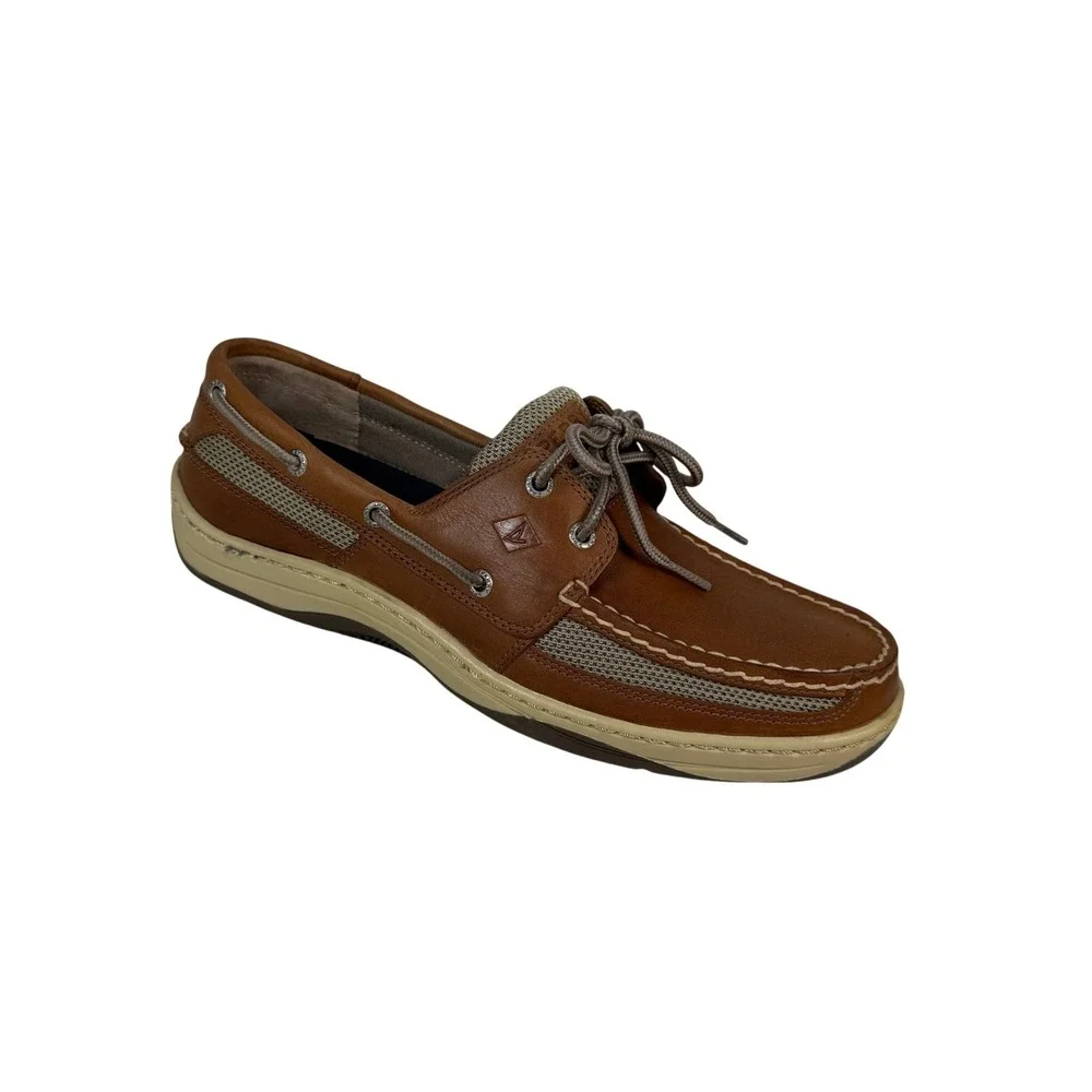 Sperry Top Sider Tarpon Boat Shoes Mens 10 Tan Brown Leather 2 Eye 0771253